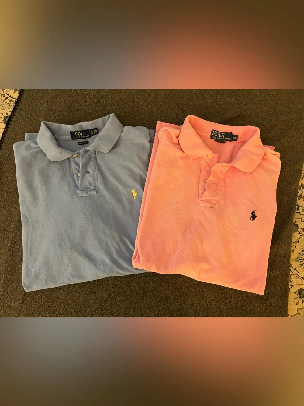 Ralph Lauren Polo Short-Sleeve Knit — Light Blue & Coral Pink Set of 2 size XL